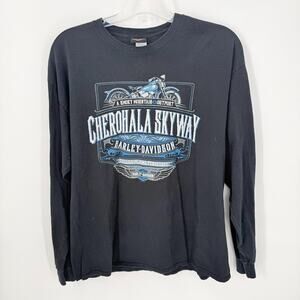 Harley-Davidson Cherohala Skyway Men’s XL Long Sleeve Black Graphic T-Shirt